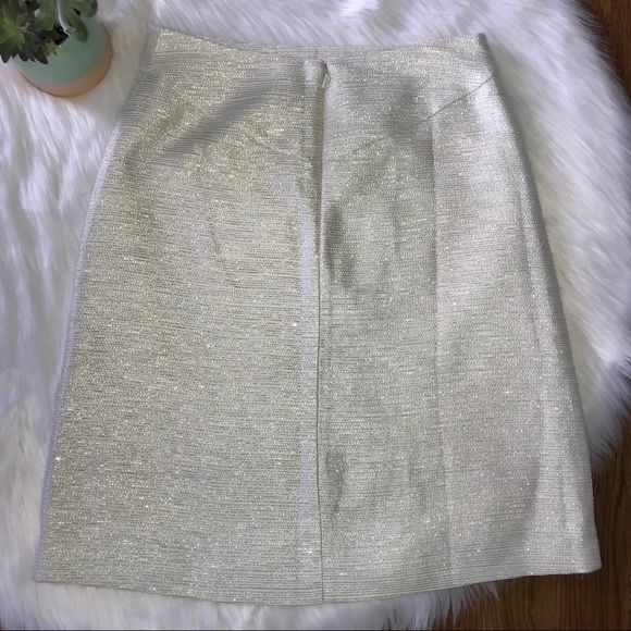 Anthropologie PaperCrown Metallic Cream Ivory Skirt Women’s Size 6 - Picture 6 of 8